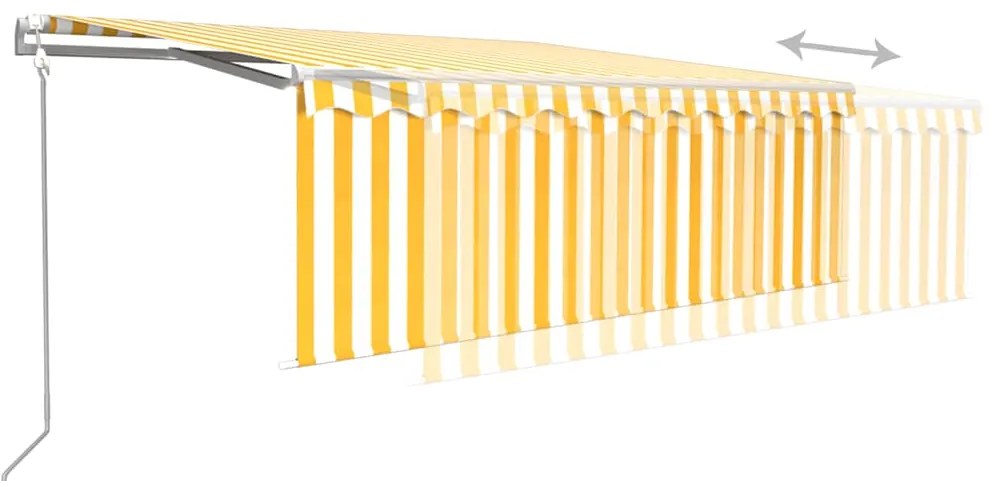 Toldo automático c/ estore/LED/sensor vento 4x3m amarelo/branco