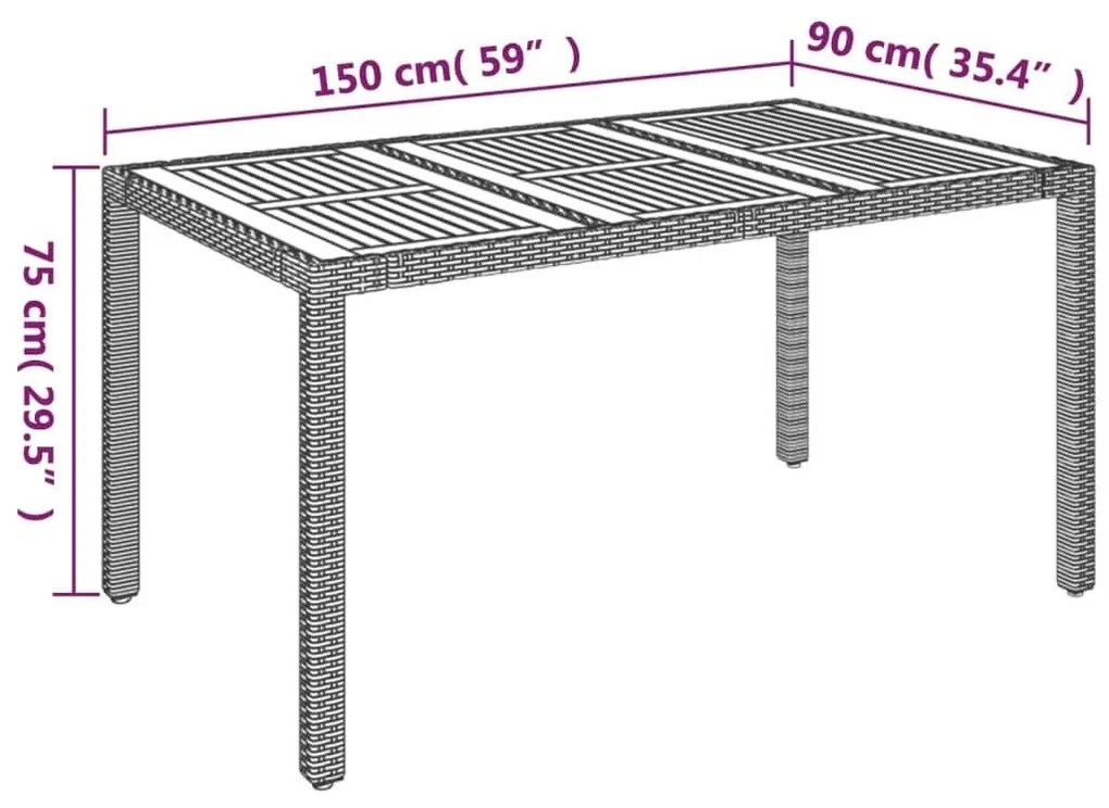 7 pcs conjunto de jantar p/ jardim c/ almofadões vime PE cinza