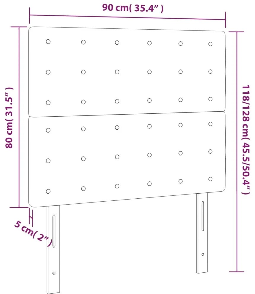 Cabeceira de cama c/ LED veludo 90x5x118/128 cm cinza-escuro