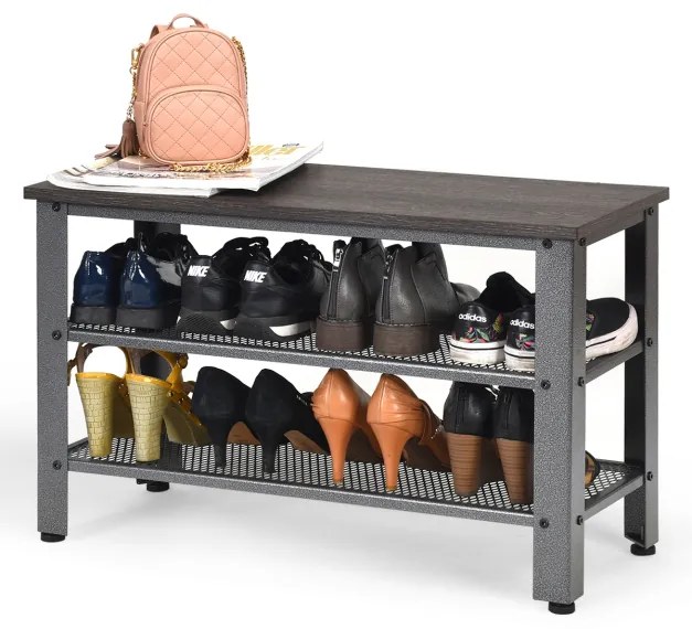 Sapateira com banco multiuso organizador de sapatos para corredor 73 x 30 x 45 cm cinza escuro