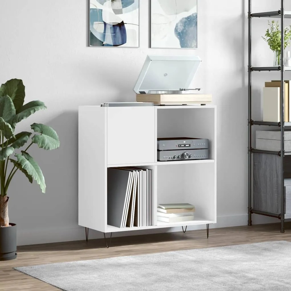 vidaXL Armário para discos 84,5x38x89 cm derivados de madeira branco
