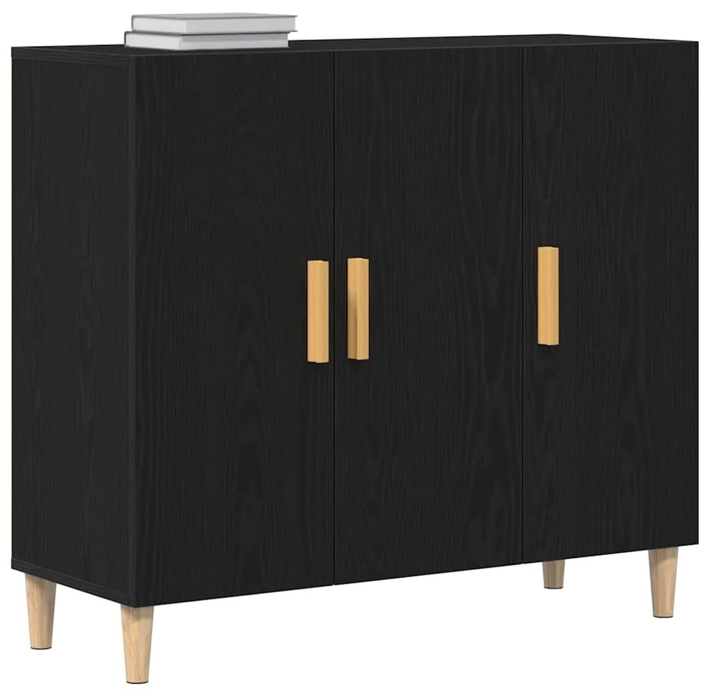 Aparador vidaXL Preto Carvalho 90x34x80 cm Madeira de Engenharia