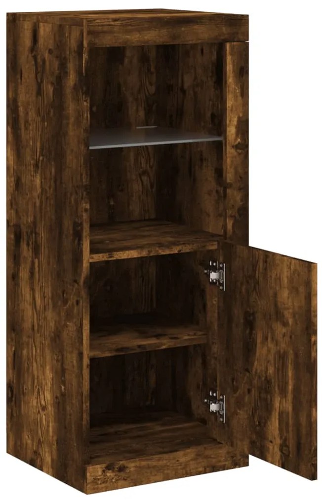 Aparador com luzes LED 41x37x100 cm carvalho fumado