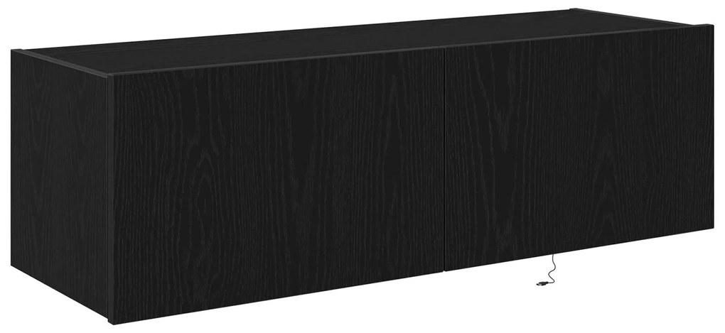 Armário de TV vidaXL com Luzes LED Carvalho Preto 100x35x31 cm
