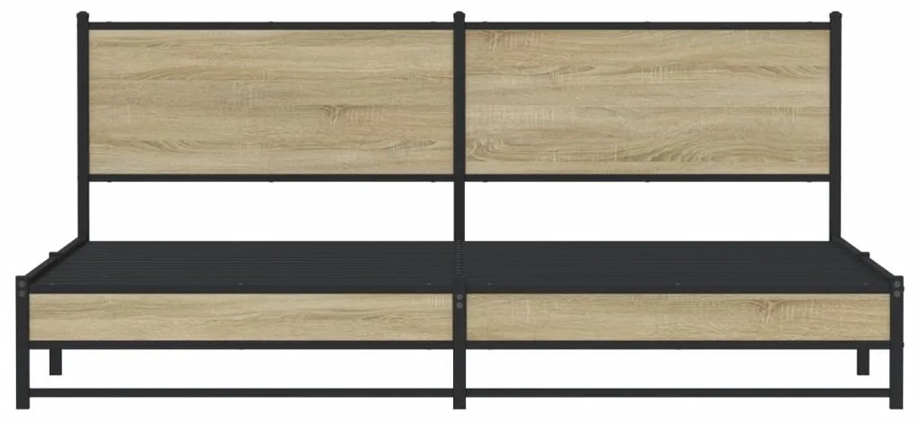 Estrutura de cama sem colchão 193x203cm metal carvalho sonoma