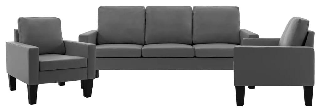 3056685 vidaXL 3 pcs conjunto de sofás couro artificial cinzento