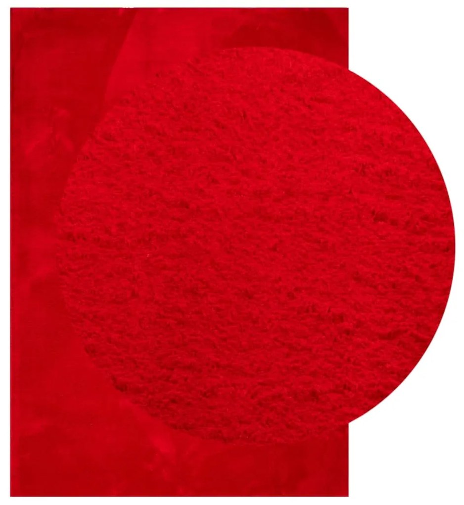 Tapete pelo curto macio e lavável HUARTE 120x170 cm vermelho