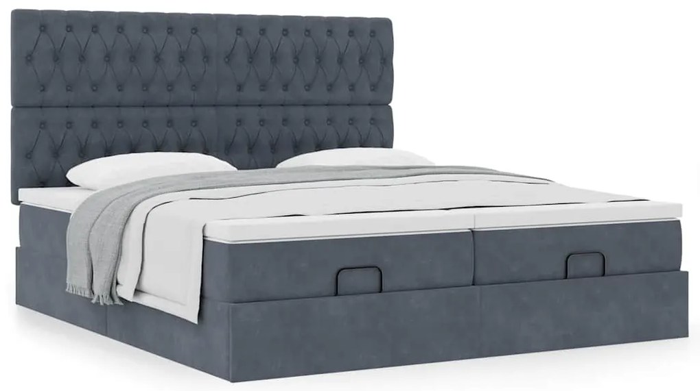 Estrutura cama otomana colchões 180x200 cm cinzento escuro