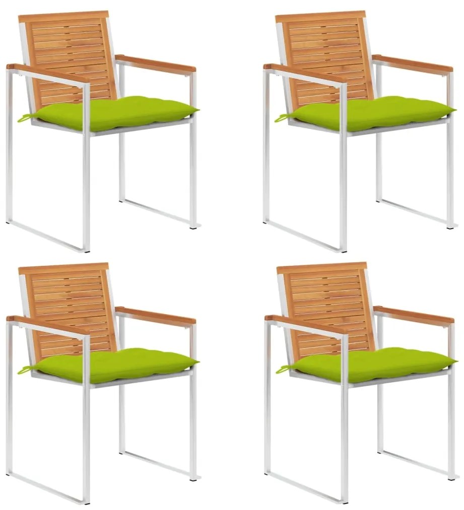 vidaXL Cadeiras de jardim c/ almofadões 4 pcs madeira de acácia maciça