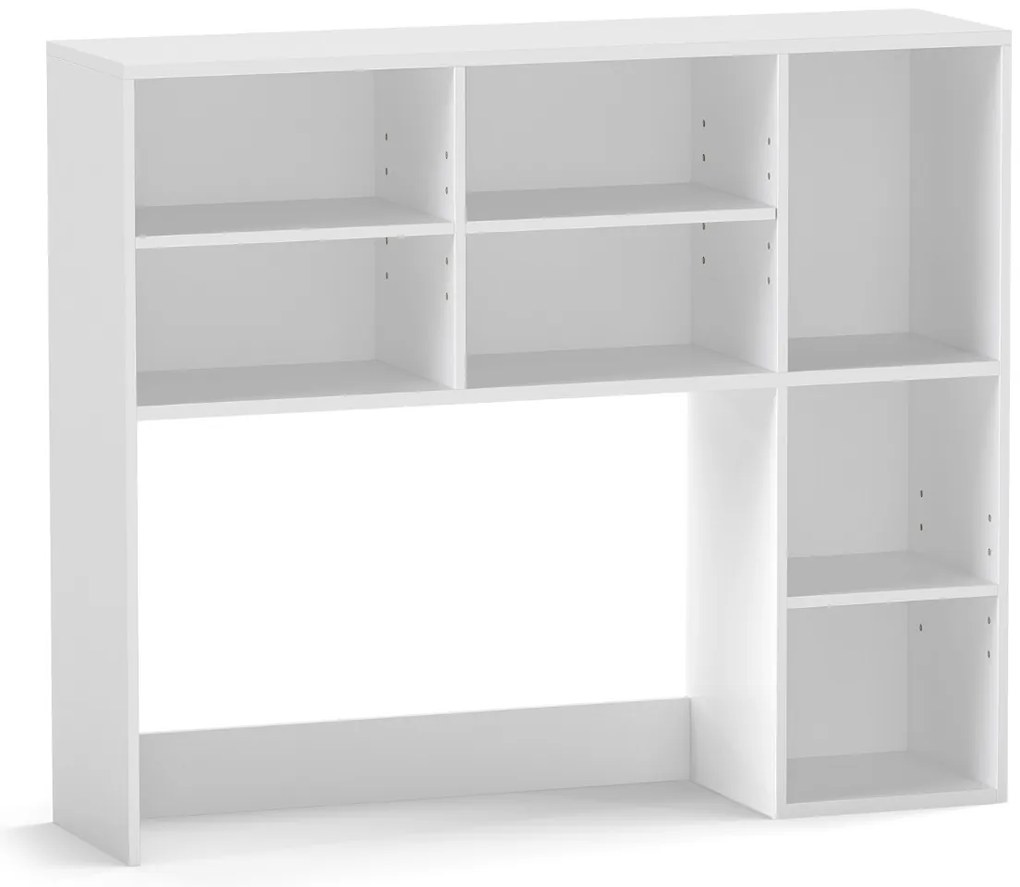 Estante de secretária 94 x 25 x 79 cm com 3 prateleiras ajustáveis e compartimento aberto para monitores até 27" para casa e escritório Branco