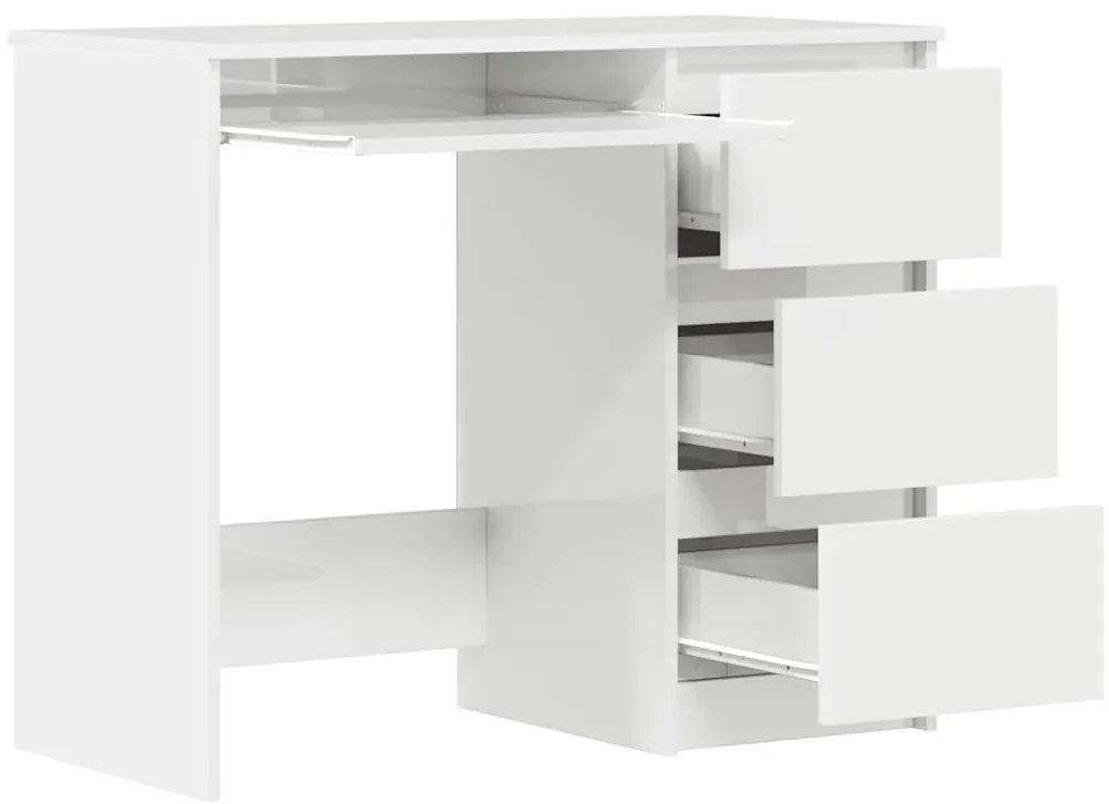 Secretária 90x45x76 cm derivados de madeira branco brilhante