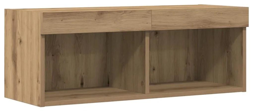 Armário de TV vidaXL com Luzes LED Carvalho Artesanal 80x30x30 cm