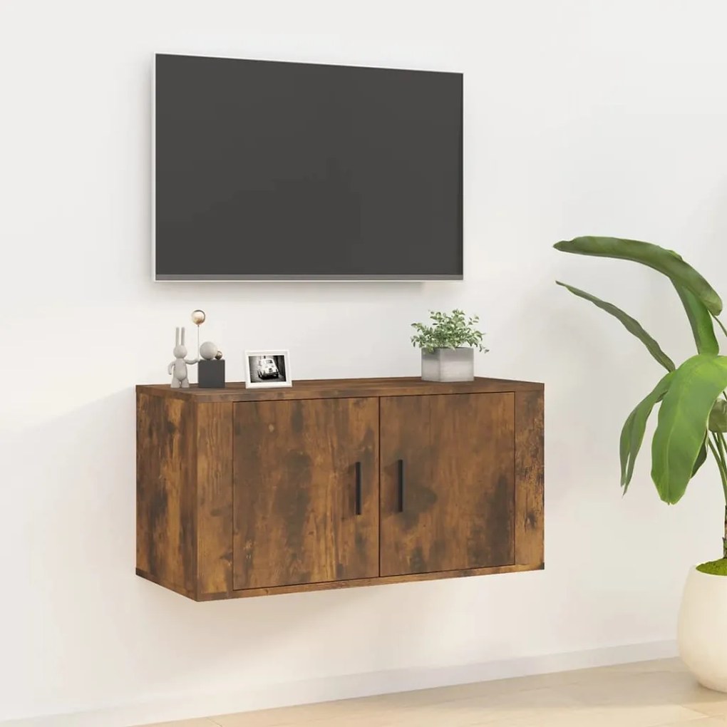 vidaXL Móvel de TV de parede 80x34,5x40 cm carvalho fumado