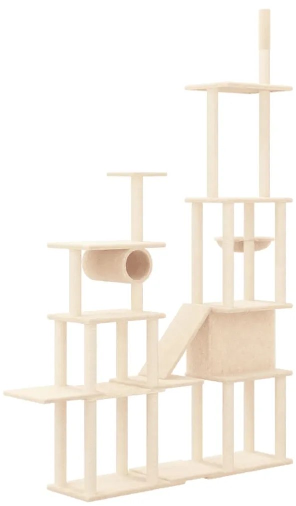 Árvore p/ gatos c/ postes arranhadores sisal 279 cm cor creme