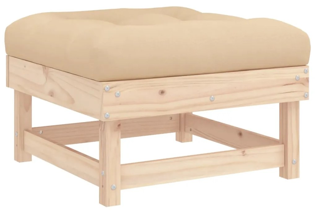 4 pcs conjunto lounge jardim com almofadões madeira maciça