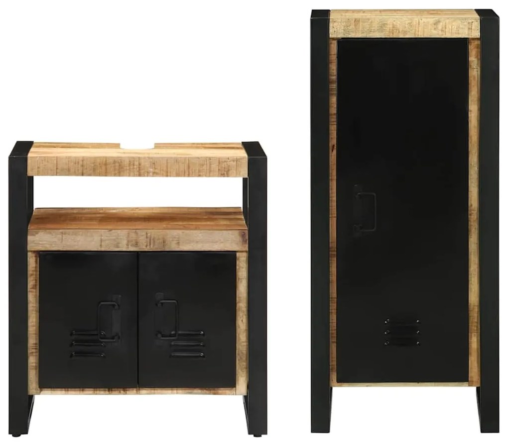 Conjunto de Móveis para Banheiro 2 pcs Madeira de manga maciça