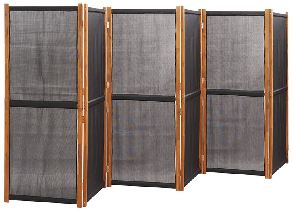 Divisória/biombo com 6 painéis 420x180 cm preto