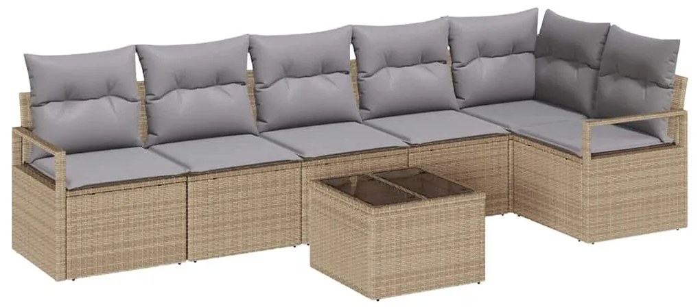 Conjunto de Sofás de Jardim com 7 Peças e Almofadas em Rattan Sintétic