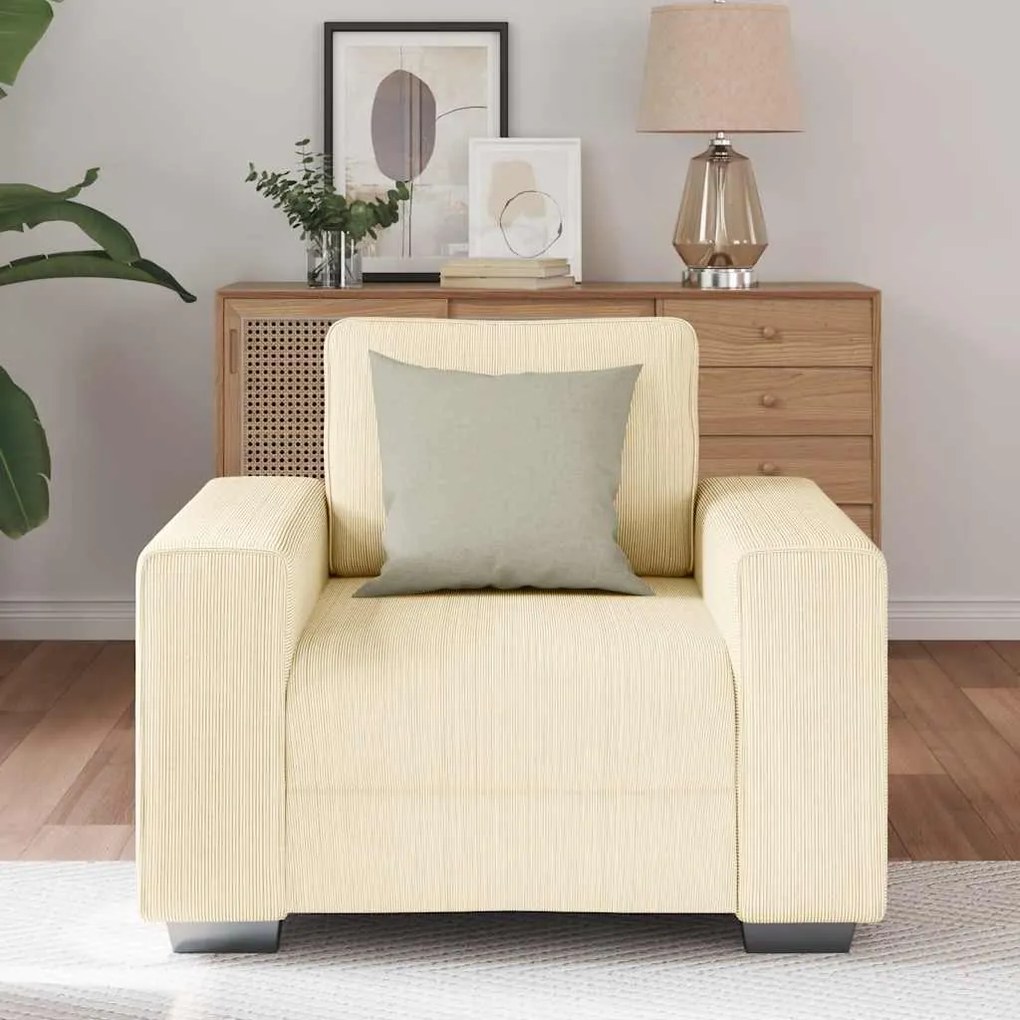 Poltrona 60 cm tecido corduroy creme