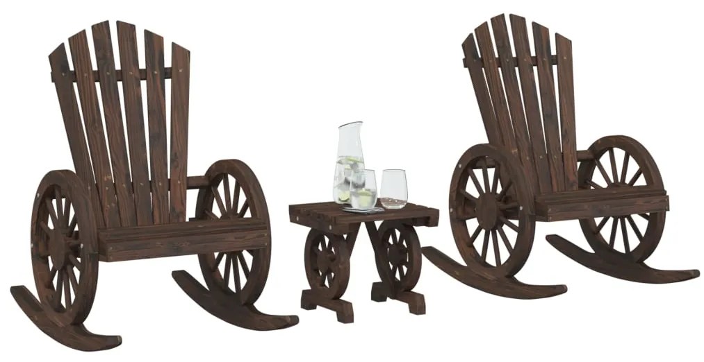 3 pcs conjunto lounge de jardim madeira de abeto maciça
