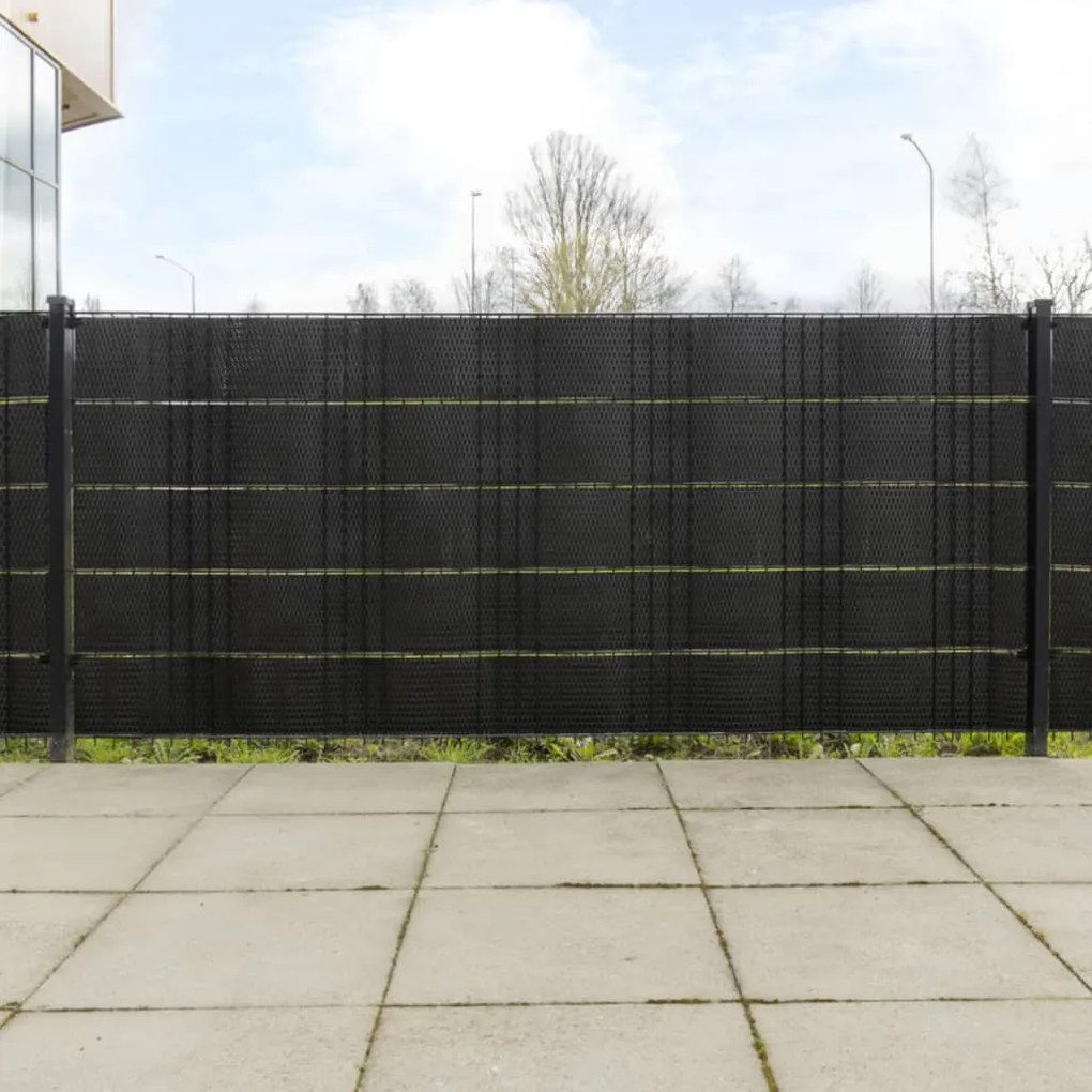 Telas de varanda 5 pcs 255x19 cm vime PE preto