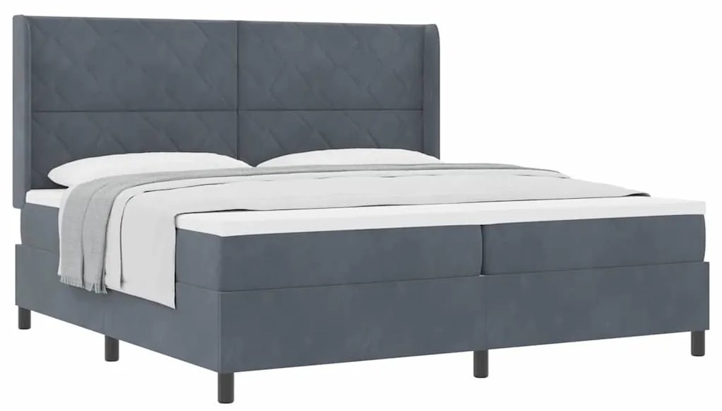 Cama com Estrado e Colchão vidaXL Cinza Escuro 200x200 cm Veludo