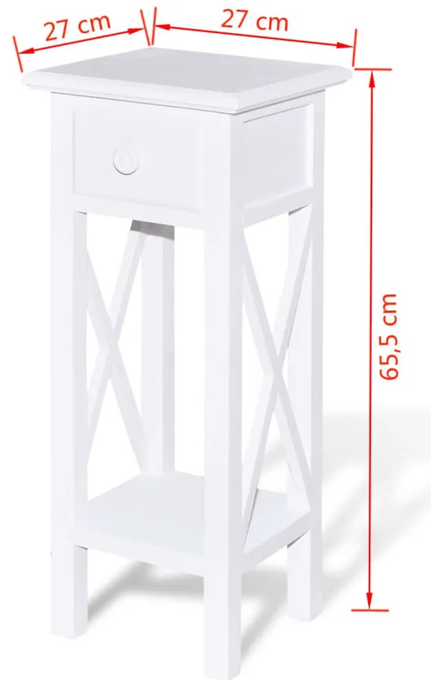 Mesa lateral com gaveta branco