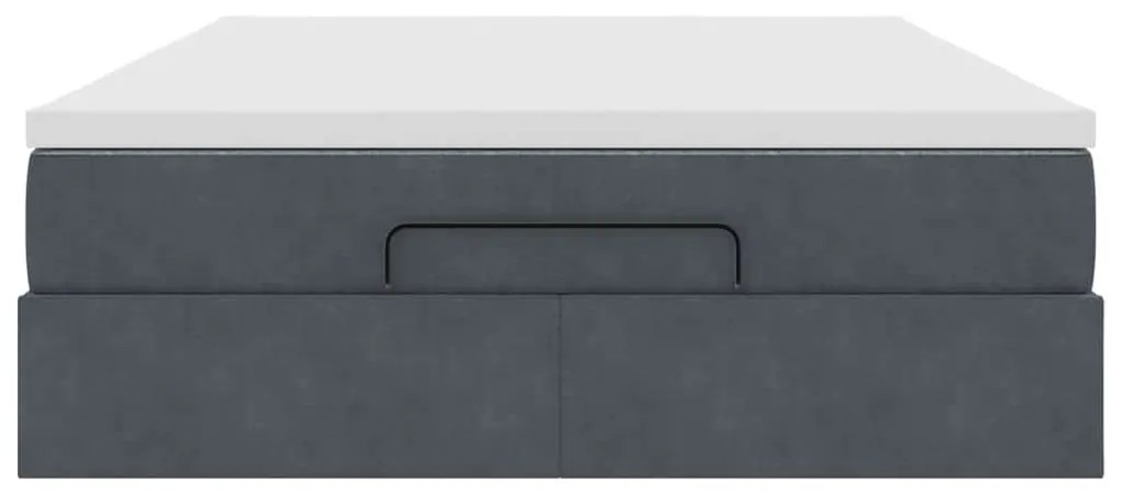 Estrutura de cama otomana com colchão 140x190cm cinzento escuro