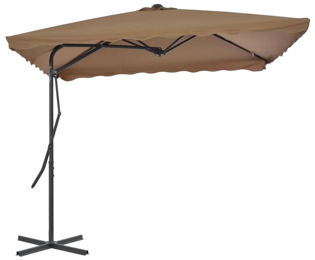 44884 vidaXL Guarda-sol exterior c/ poste em aço 250x250cm cinza-acastanhado