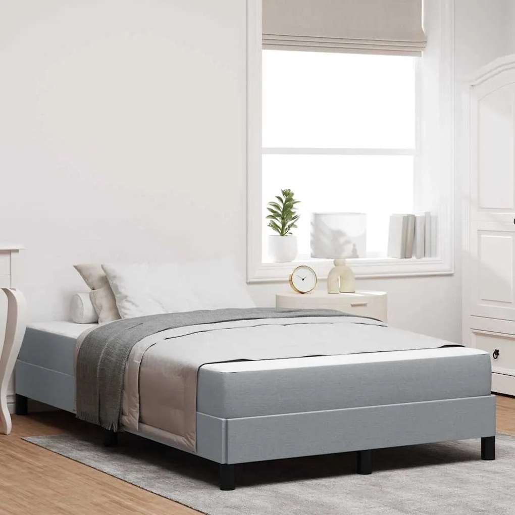 vidaXL Cama Box com colchão Cinzento-claro 120 x 190 cm tecido