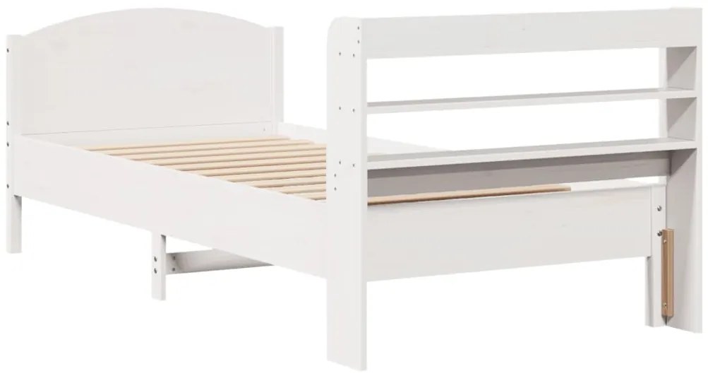 Cama sem colchão 90x200 cm madeira de pinho maciça branco