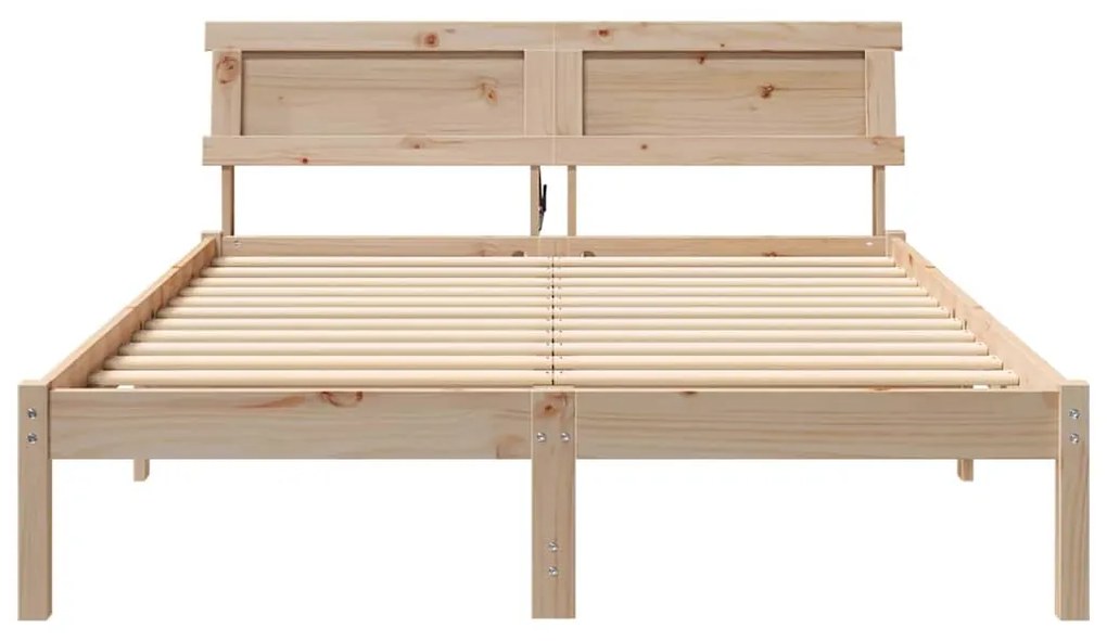 Estrutura da Cama com luzes de tira LED com cabeceira Castanho 120 x 2
