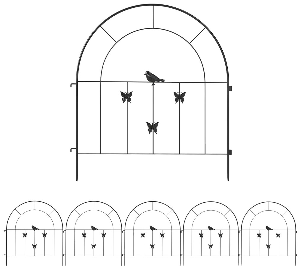 Vedações de Jardim Coimbra Preto – 300×70 cm – Metal e Painéis Modular