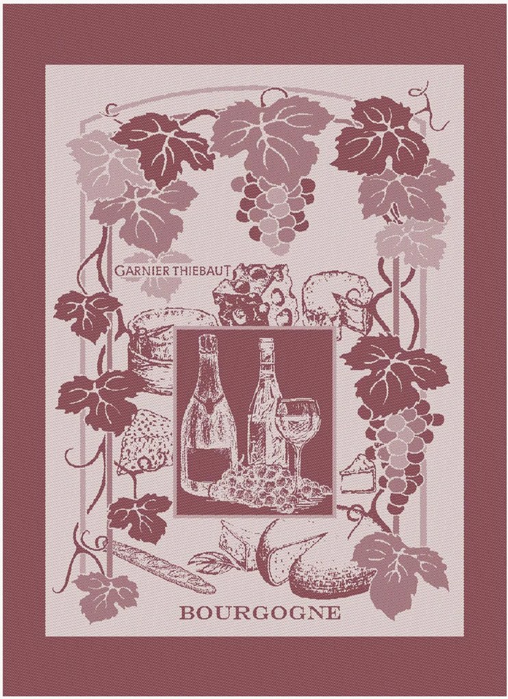 Panos de cozinha jacquard La Bourgogne Bordeaux, conjunto de 4