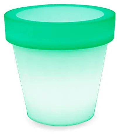 VASO REDONDO MAGNOLIA 30 CM COM LUZ LED RGB SOLAR + BATERIA RECARREGÁVEL HOTEL, CASA, JARDIM, RESTAURANTE, BAR