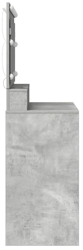 Mesa de Maquilhagem com Luzes LED Cinza Concreto 100x41x135 cm