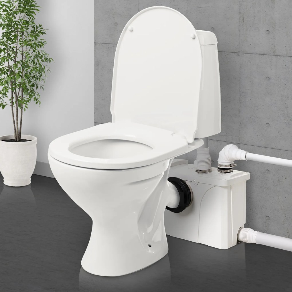 HomCom Bomba Trituradora de Águas Residuais para Casa de banho, Lavatório ou Cozinha Trituradora de 600 W com 3 Entradas - 51 x 21 x 31 cm