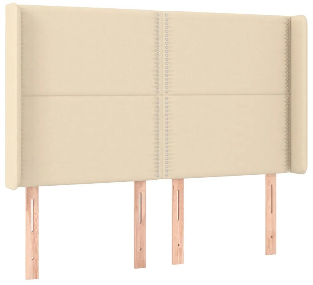 Cama box spring c/ colchão e LED 140x200 cm tecido cor creme