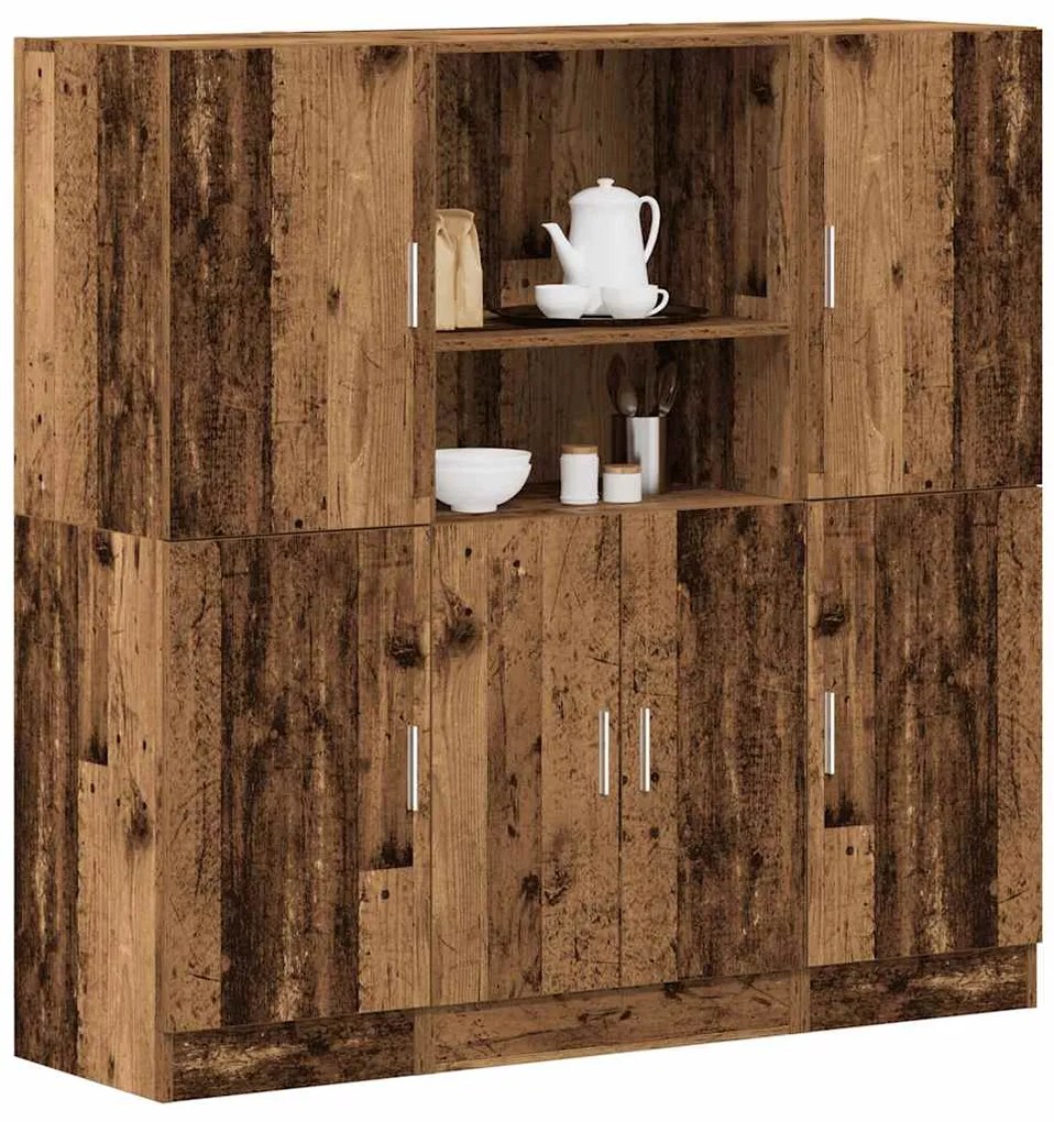 vidaXL 3 pcs armário de cozinha conjunto deriv. madeira madeira velha