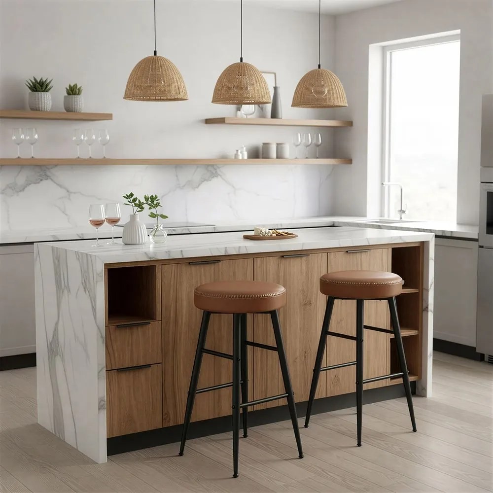 Conjunto de 2 bancos de bar 49,5 x 49,5 x 63 cm castanhos