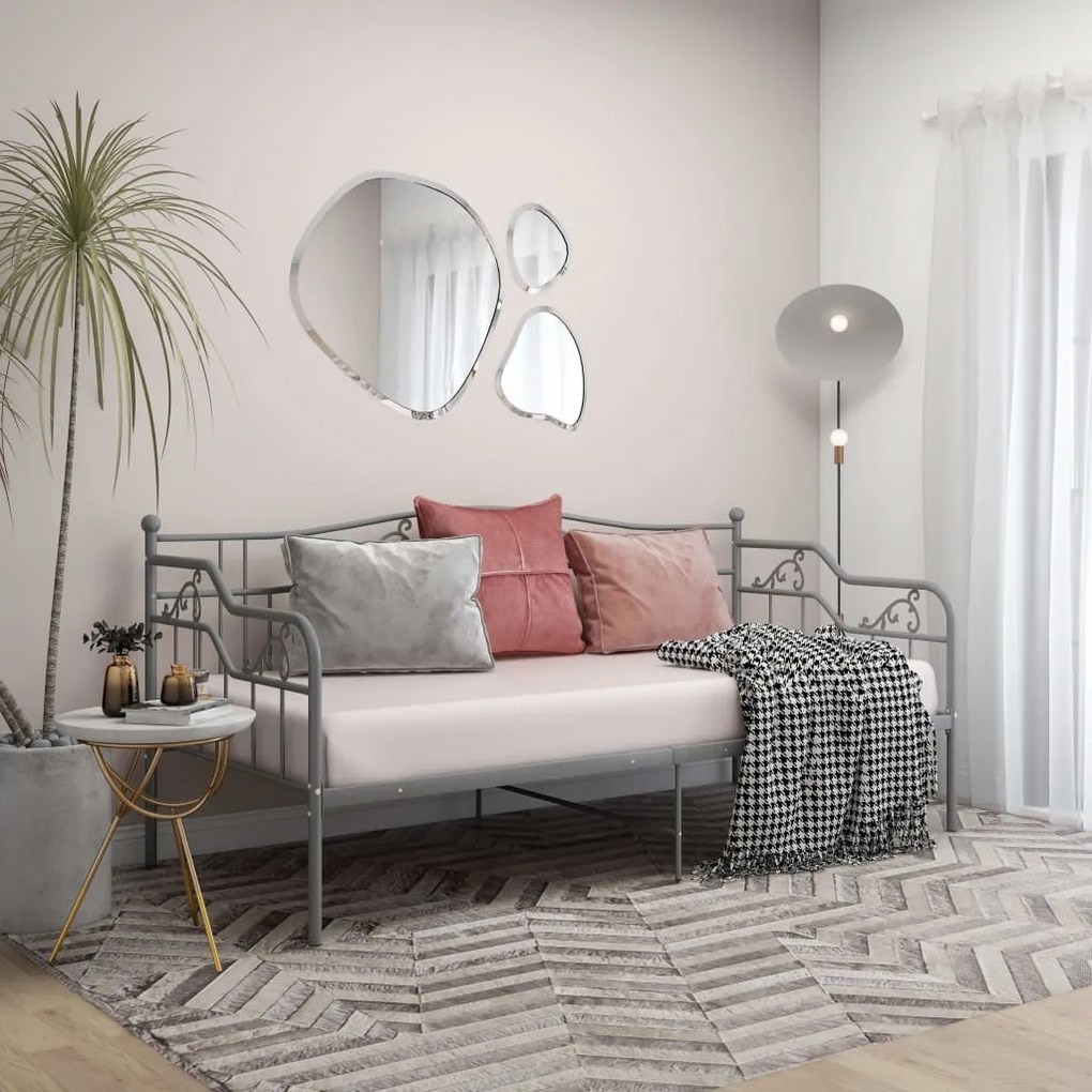 Sofá-cama 90x200 cm metal cinzento