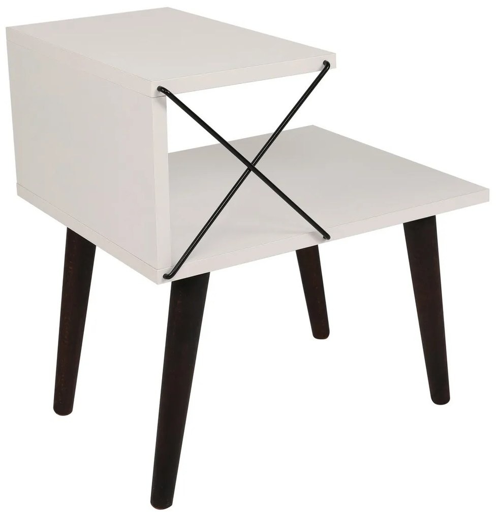 Mesinha de Cabeceira Cross – Branco – 50x55x40 cm