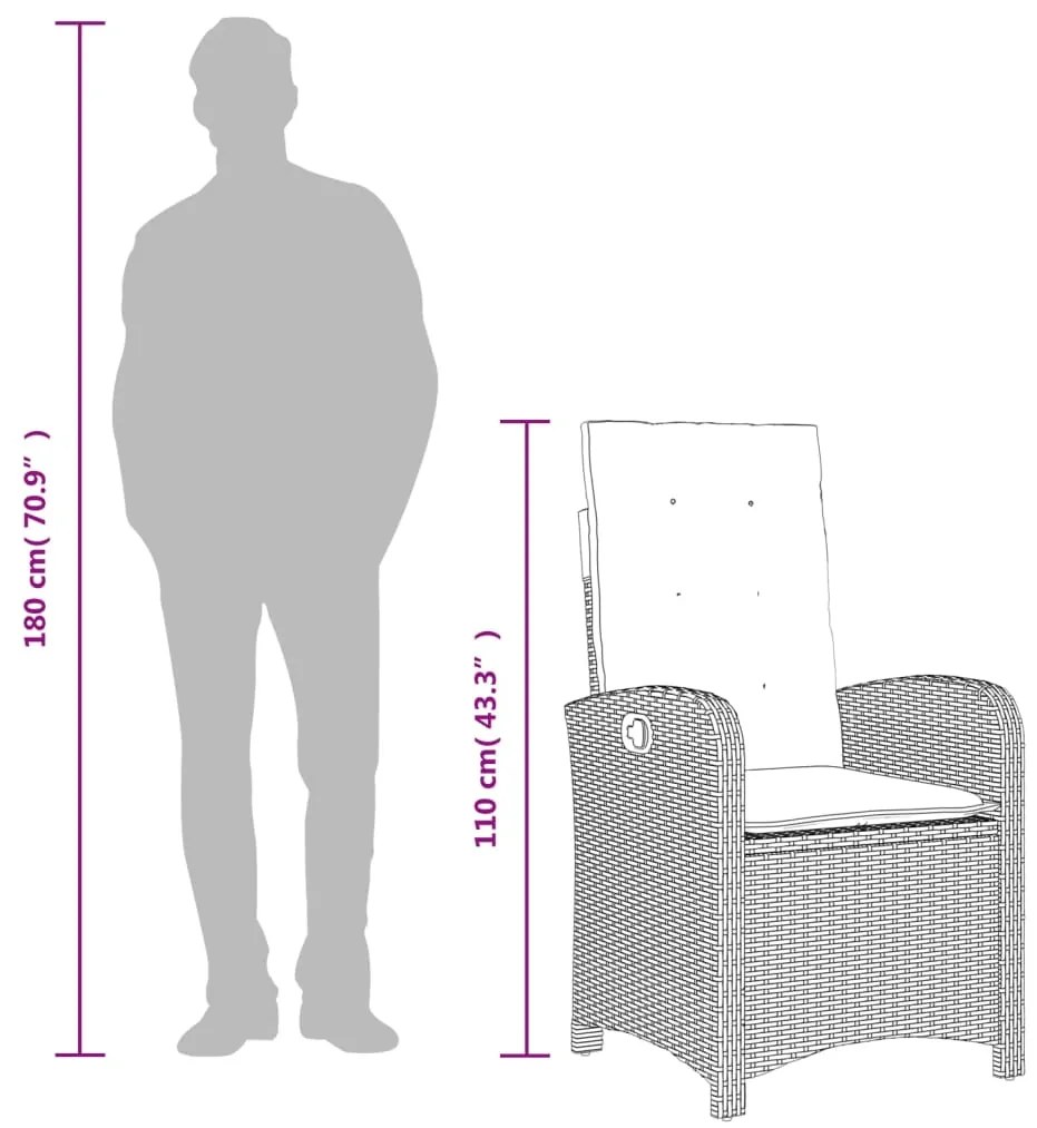 7 pcs conjunto jantar p/ jardim c/ almofadões vime PE castanho