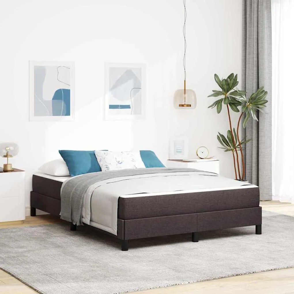 vidaXL Cama Box Outros Castanho escuro 160 x 200 cm tecido