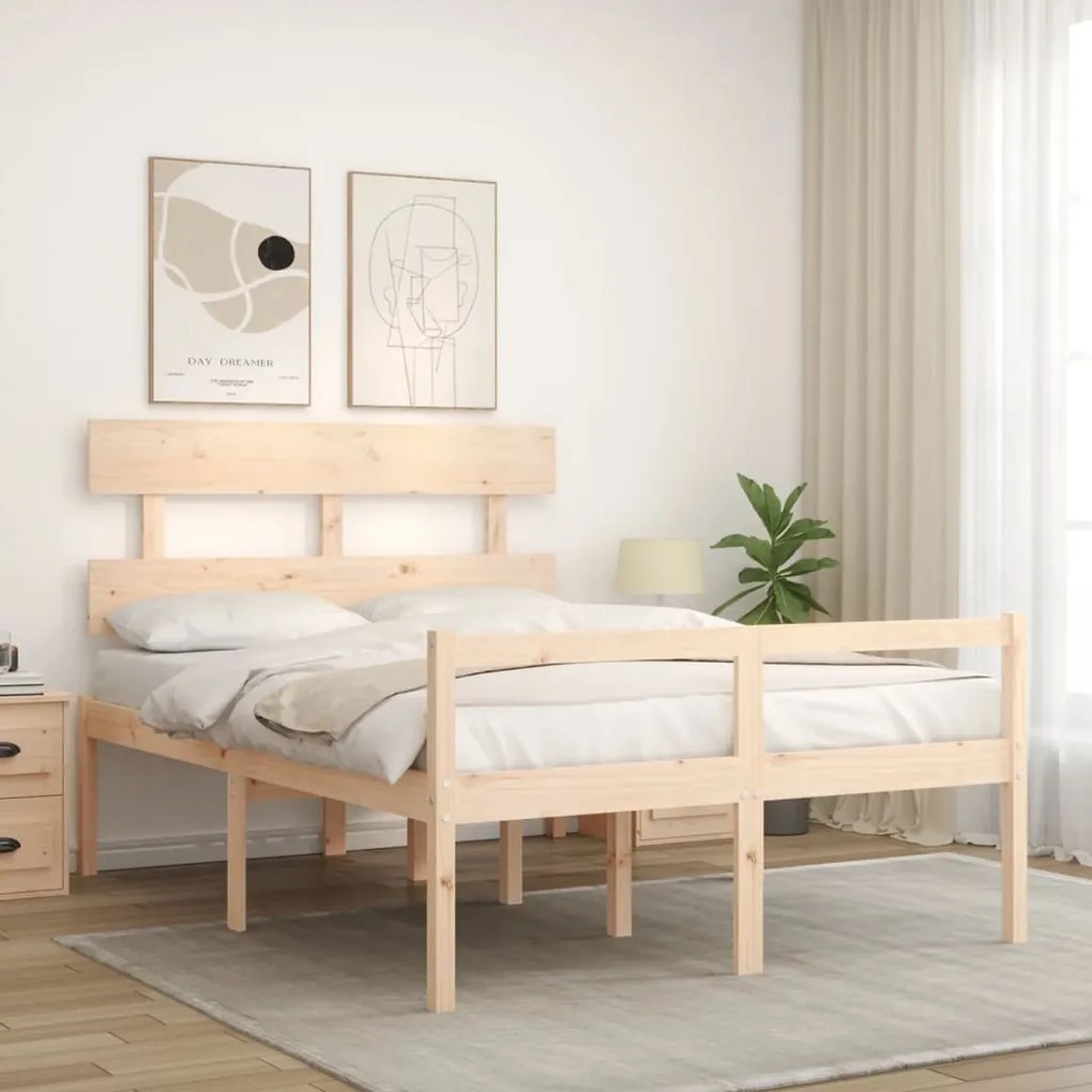 Cama para idosos com cabeceira 140x200 cm madeira maciça