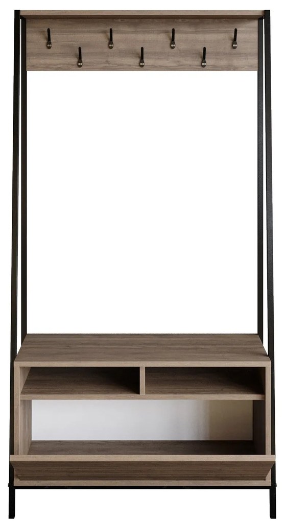 Cabide Devin – Nogueira e Preto – 94x180x35,3 cm