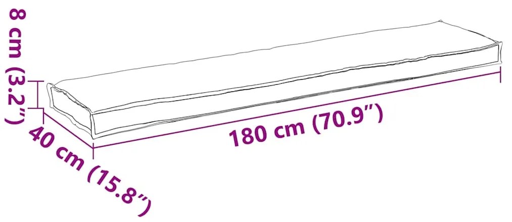 Cojines de Palete para Banco 2 pcs Cinza 180x40x8 cm Tecido Oxford