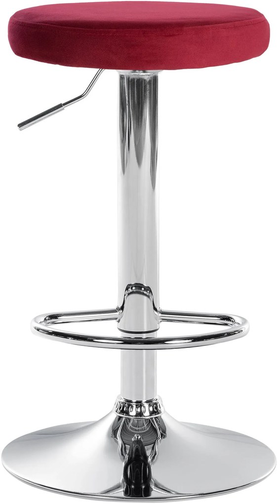Banco de bar Ponte em veludo e com estrutura cromada 38,5 x 60-81 x 38,5 cm Vermelho