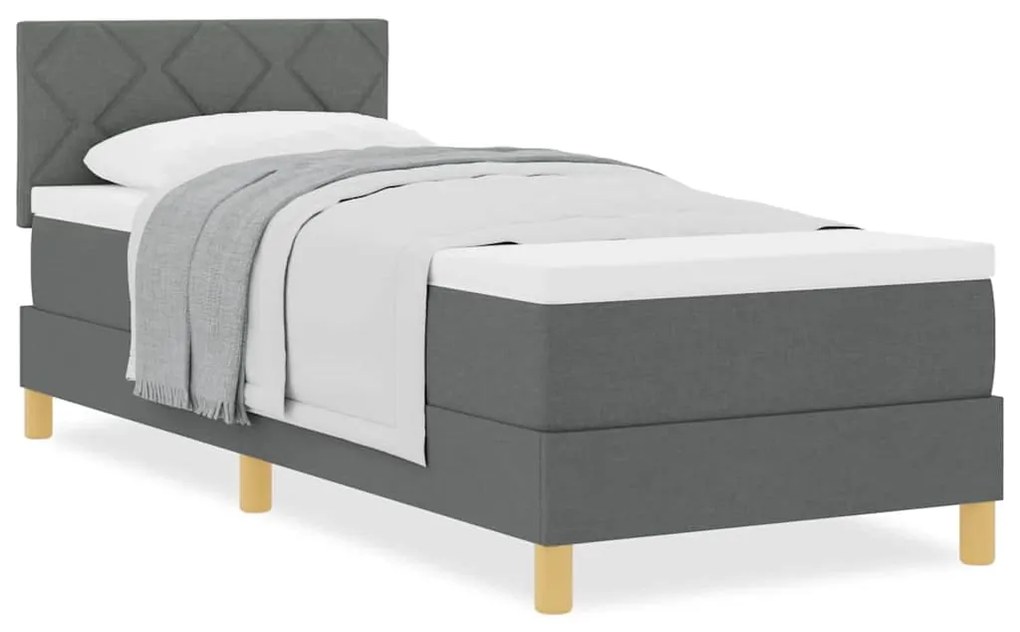 Cama Box Spring com Colchão Cinza Escuro 80x200 cm Tecido