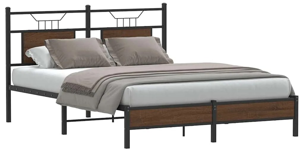 vidaXL Estrutura de cama s/ colchão deriv. madeira carvalho castanho